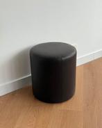 Pouf cylindrique en simili cuir brun foncé, Enlèvement ou Envoi, Comme neuf, Bois