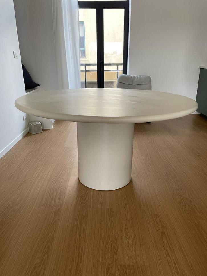 Ronde eettafel 140 cm - Microskin, Huis en Inrichting, Tafels | Eettafels, Zo goed als nieuw, 100 tot 150 cm, 100 tot 150 cm, Vijf personen of meer