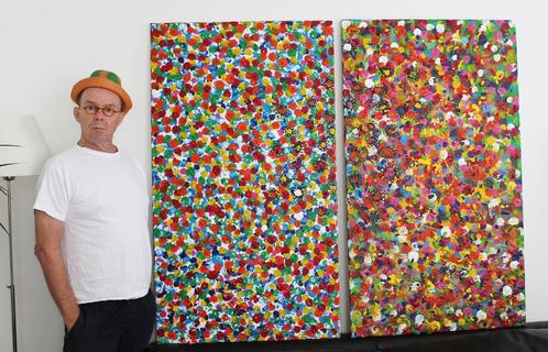 2 grote schilderijen, WEG IS WEG, Antiek en Kunst, Kunst | Schilderijen | Modern, Ophalen