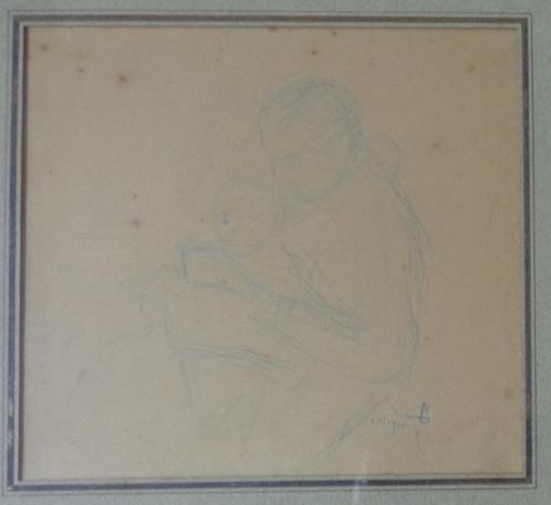 JAKOB SMITS / MOEDER & KIND / ORIGINEEL WERK / 34x35cm KADER, Antiek en Kunst, Kunst | Schilderijen | Klassiek, Ophalen of Verzenden