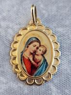 Gouden hanger madonna met kind, Ophalen of Verzenden, Zo goed als nieuw, Geel, Goud