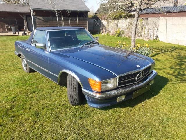 Mercedes 280 SL, Autos, Mercedes-Benz, Particulier, SL, Essence, Euro 1, Cabriolet, 2 portes, Automatique, Bleu, Bleu, Cuir, Propulsion arrière