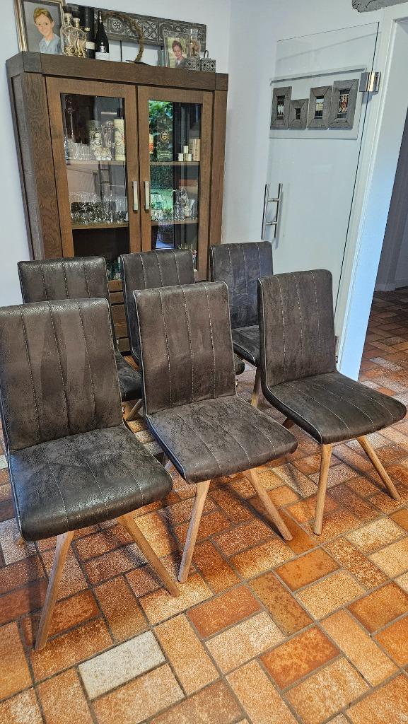 6 Henders Hazel stoelen, Huis en Inrichting, Stoelen, Gebruikt, Vijf, Zes of meer stoelen, Hout, Grijs, Ophalen