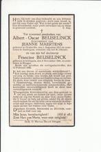 40-45: fam. BEUSELINCK Ichtegem , slachtoffer oorlog Brugge, Collections, Images pieuses & Faire-part, Enlèvement ou Envoi, Image pieuse