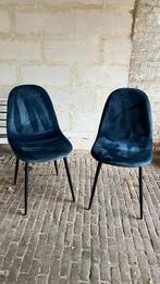 2x blauwe fluwelen stoelen (NIEUW), Maison & Meubles, Chaises, Bleu, Enlèvement ou Envoi, Deux, Tissus