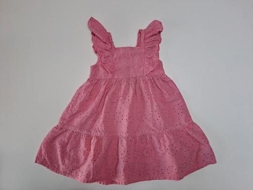 Mt 92 Roze jurk zonder mouwen met ruches en broderie, Kinderen en Baby's, Kinderkleding | Maat 92, Zo goed als nieuw, Meisje, Ophalen of Verzenden
