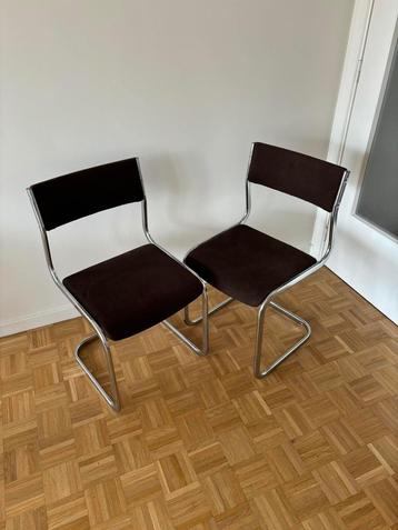 2 Vintage bruin chromen stoelen