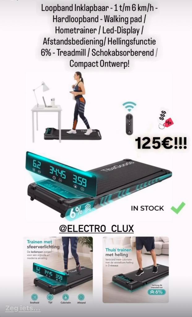 Loopband Inklapbaar / Hometrainer / Afstandsbediening, Sports & Fitness, Course, Jogging & Athlétisme, Neuf, Enlèvement ou Envoi