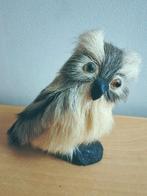 Figurine Chouette Hibou Vintage en Vraie Fourrure et Plumes, Enlèvement ou Envoi