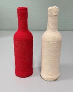 2x deco decoratie vaas flesjes bierfles met wol touw vazen, Verzamelen, Ophalen of Verzenden, Zo goed als nieuw, Flesje(s)
