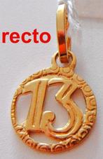 Pendentif / médaille "13" porte-bonheur rond en or 8K, neuf, Neuf, Autres représentations, Or, Jaune