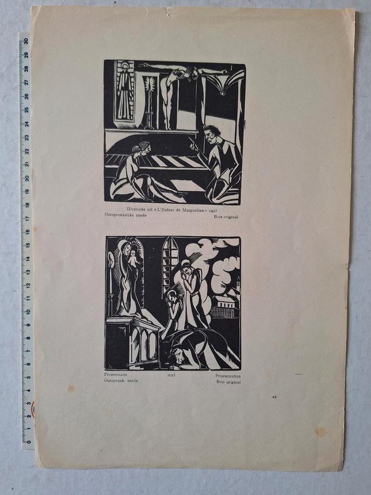 Vier oorspronkelijke houtsnedes van Joris Minne, Antiek en Kunst, Kunst | Etsen en Gravures, Ophalen of Verzenden