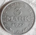 ALLEMAGNE : 3 REICHSMARK 1922 A KM 29..UNC, Timbres & Monnaies, Monnaies | Europe | Monnaies non-euro, Enlèvement ou Envoi, Monnaie en vrac