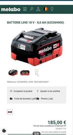4 batteries neuve Metabo 18v Lihd 8.0ah + chargeur, Ophalen of Verzenden, Nieuw