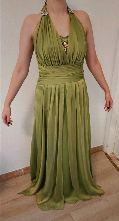 Groene galajurk met steentjes., Kleding | Dames, Gelegenheidskleding, Gedragen, Galajurk, Maat 34 (XS) of kleiner, Groen, Ophalen