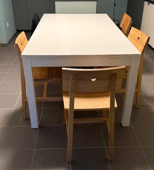 Table de salle à manger extensible IKEA BURSTA WHITE, Maison & Meubles, Tables | Tables à manger, Utilisé, 50 à 100 cm, 150 à 200 cm