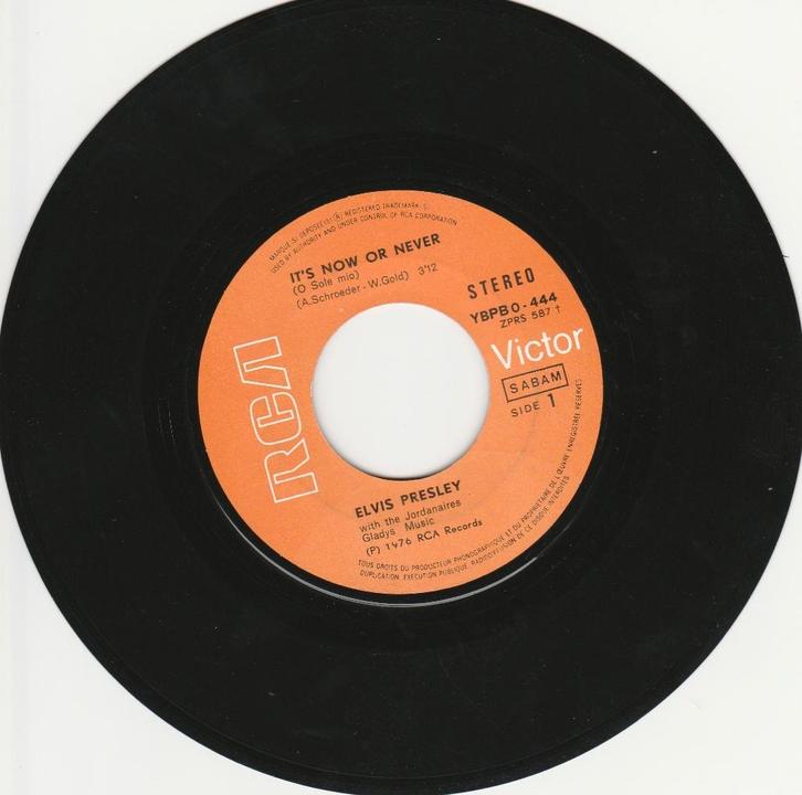 Single vinyle 45T (7") :« It's Now or Never » Elvis Presley., CD & DVD, Vinyles | Pop, Utilisé, 1960 à 1980, Autres formats, Enlèvement ou Envoi