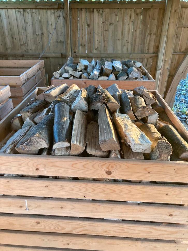 Droog brandhout, gratis levering 10km rond Leuven., Tuin en Terras, Brandhout, Blokken, Minder dan 3 m³, Ophalen