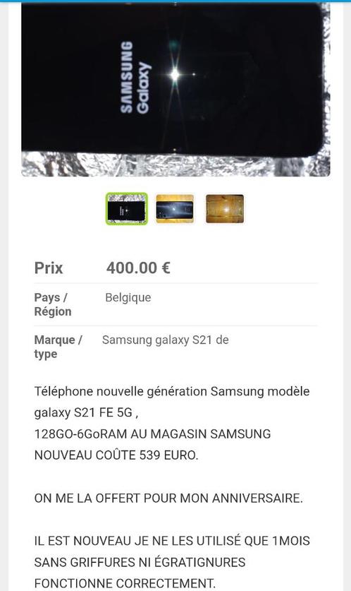 GSM Samsung galaxy S21 FE 5G 128Go-6 Go Ram, Télécoms, Téléphonie mobile | Samsung, Comme neuf, Galaxy S21, 128 GB, Sans abonnement