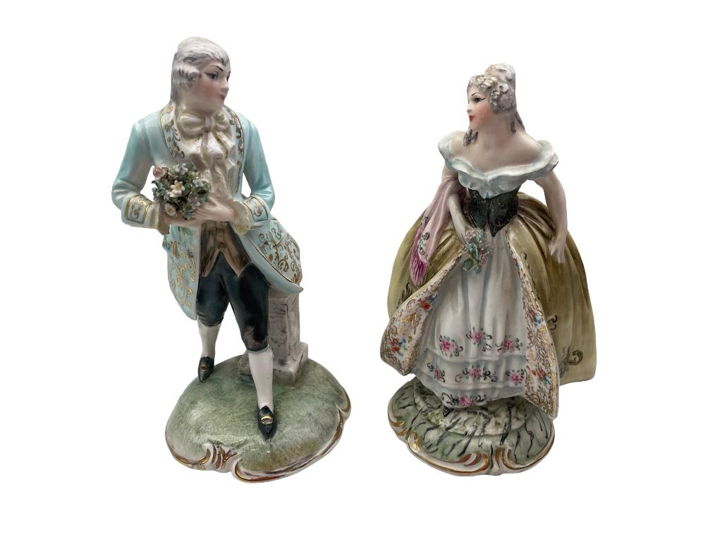 Groupe de personnages en porcelaine italienne peinte main, Enlèvement ou Envoi
