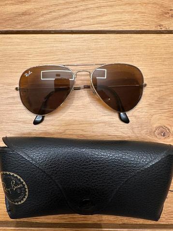 Ray-ban aviator zonnebril bruine glazen met gouden frame, Brun, Enlèvement, Utilisé, Ray-Ban