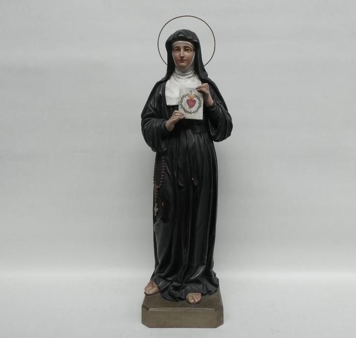 "H.Margaretha Maria Alacoque" antiek houten beeld, Antiek en Kunst, Antiek | Religieuze voorwerpen, Ophalen