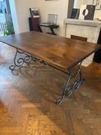 Table bois massif et fer forgé, Maison & Meubles, 150 à 200 cm, Cinq personnes ou plus, Cerisier, Comme neuf