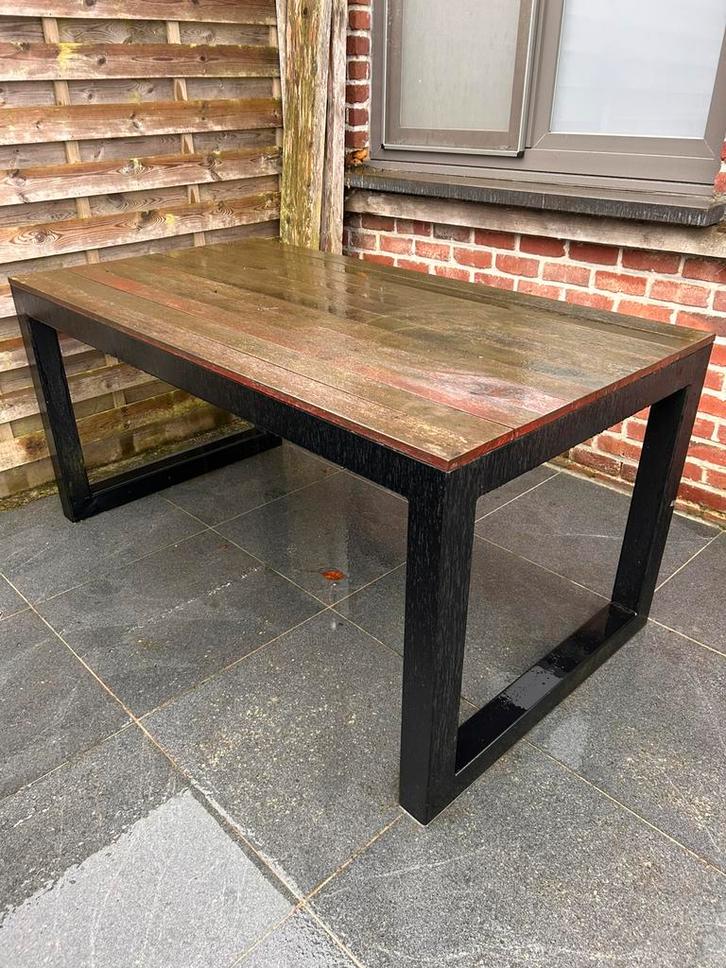 Table de jardin en acier thermolaqué noir, Jardin & Terrasse, Tables de jardin, Utilisé, Rectangulaire, Métal, Enlèvement