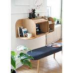 Wandbureau met rolluik eik, Huis en Inrichting, Ophalen, In hoogte verstelbaar, Nieuw, Bureau
