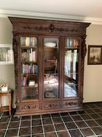 Antieke boekenkast, Maison & Meubles, Armoires | Bibliothèques, 200 cm ou plus, Avec tiroir(s), Verre, Enlèvement