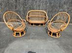 Vintage rotan loungeset / tuinset, Tuin en Terras, Ophalen, Rotan, Bank, Loungeset
