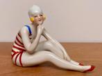 ANCIENNE FIGURINE PORCELAINE BAIGNEUSE ART DÉCO  BORD de MER, Ophalen of Verzenden
