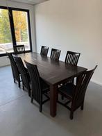Massief eiken eettafel met 8 stoelen, Huis en Inrichting, Ophalen, Gebruikt, 8 stoelen of meer