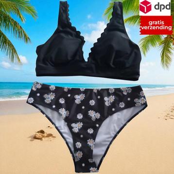 Bikini zwart met gele bloemetjes L beschikbaar voor biedingen