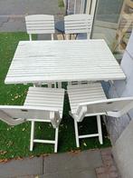 Houten tuinset, Tuin en Terras, Ophalen, 4 zitplaatsen, Gebruikt, Hardhout