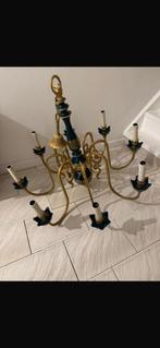 Brass and porcelain chandelier, Ophalen, Gebruikt, Overige materialen, Vintage