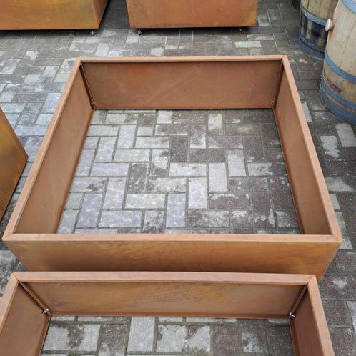 Vierkante plantenbak / bloembak zonder bodem, cortenstaal, Tuin en Terras, Bloembakken en Plantenbakken, Nieuw, Balkon, Tuin, 30 tot 60 cm