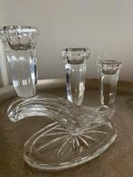 Vintage kristalglas art deco 3-armige kandelaar, Enlèvement ou Envoi