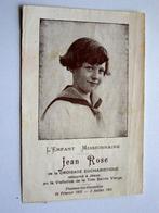 overlijdenskaart van het Missionarissenkind Jean Rose 1931, Verzamelen, Bidprentjes en Rouwkaarten, Ophalen of Verzenden, Rouwkaart
