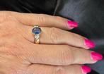 Gouden Vintage ring edelsteen saffier en diamant. 2025/613, Handtassen en Accessoires, Ringen, 18 tot 19, Zo goed als nieuw, Met edelsteen