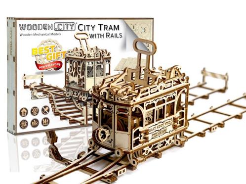 3D Houten Puzzel City Tram + Rails 1:30 - DIY Wood Build, Hobby en Vrije tijd, Modelbouw | Auto's en Voertuigen, Nieuw, Overige typen