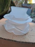 Antiek Luster kapjes melkglas bloem lamp vintage zgst, Ophalen of Verzenden