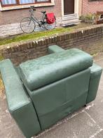 Groene lederen zetel voor 1 persoon gratis op te halen, Ophalen, Eenpersoons, Zo goed als nieuw, Italiaans leer, modern.