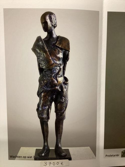 Bronzen sculptuur "Wachten op wat?" Van Beersel, Antiquités & Art, Art | Sculptures & Bois, Enlèvement