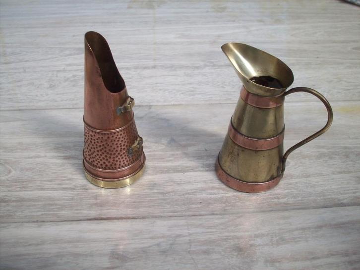 geel koper en rood zeer mooie kolen kid en kan, Antiek en Kunst, Antiek | Brons en Koper, Koper, Ophalen of Verzenden