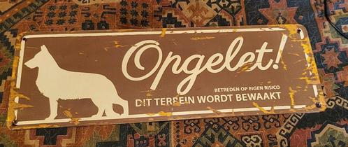 Vintagebord Opgelet hond, Verzamelen, Merken en Reclamevoorwerpen, Zo goed als nieuw, Ophalen of Verzenden