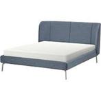 Bed Ikea Tufjord grijs-blauw + lattenbodem, matras & topper, Ophalen, Blauw, Tweepersoons, Zo goed als nieuw