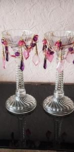 Twee vintage kandelaars anno 60/70 in perfecte staat,zonder, Antiek en Kunst, Glas, Ophalen of Verzenden