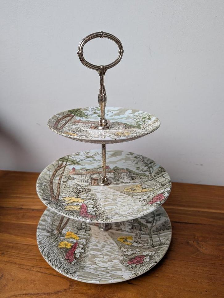 British Anchor Country Cottage 3-laagse etagere – dienblad, Antiek en Kunst, Antiek | Servies los, Ophalen of Verzenden