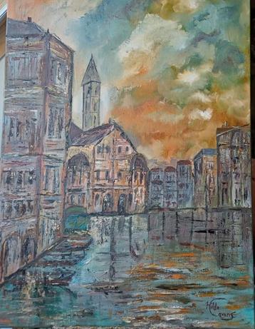 Venezia, olieverf paletmes op doek, nieuw beschikbaar voor biedingen